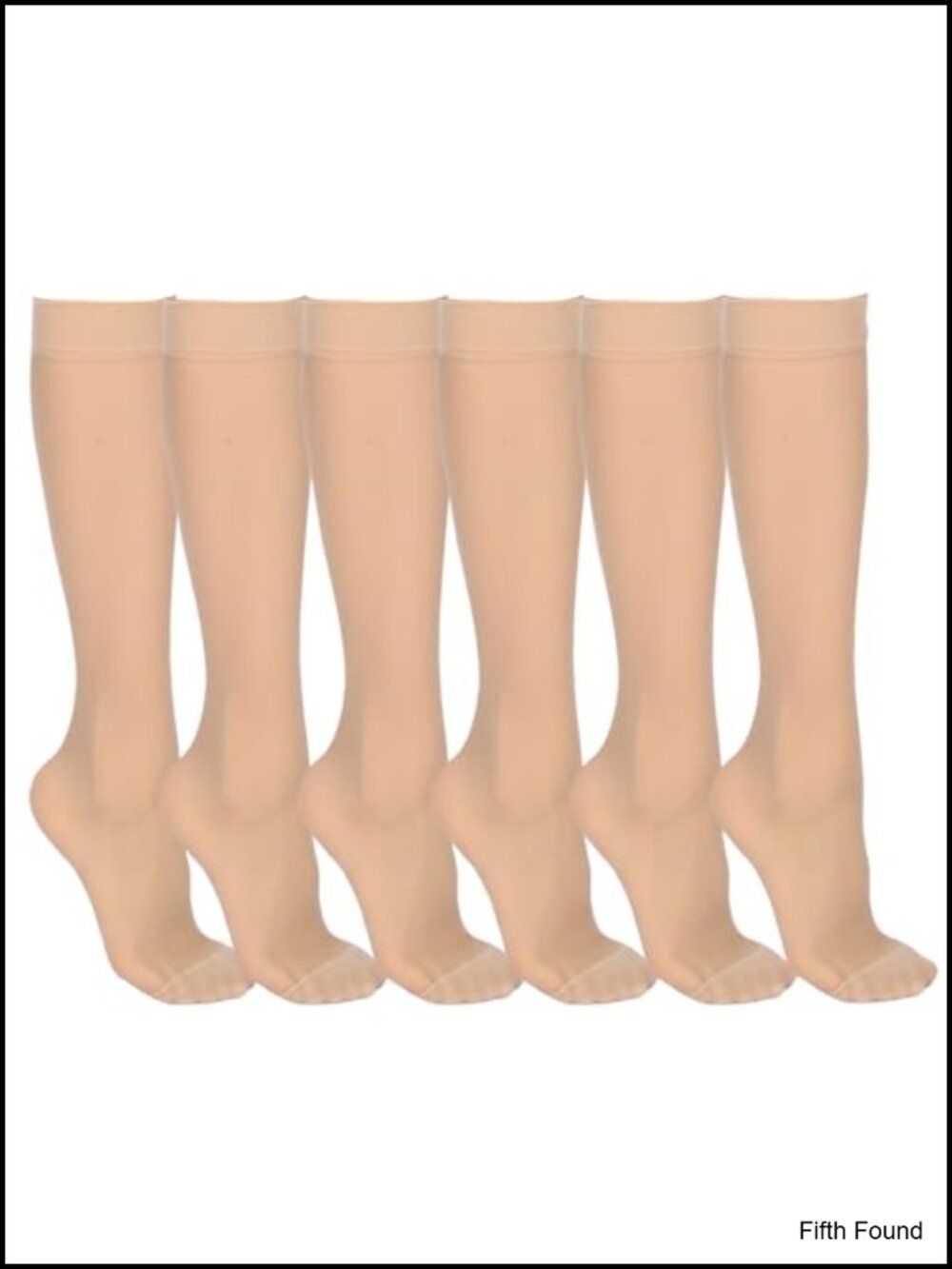 6 Pairs Sheer Knee High Stockings Women 15D Nylon Reinforced Toes Trouser Socks